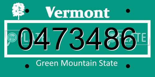 0473486 Vermont License Plate