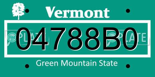 04788B0 Vermont License Plate