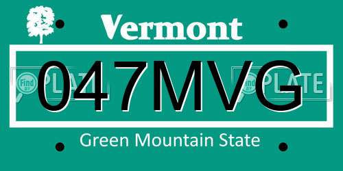 047MVG Vermont License Plate