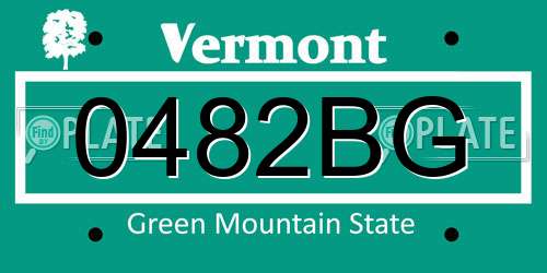 0482BG Vermont License Plate