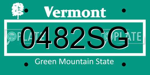 0482SG Vermont License Plate