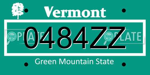 0484ZZ Vermont License Plate