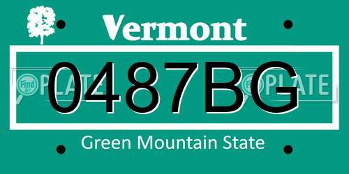 0487BG Vermont License Plate