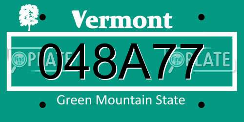 048A77 Vermont License Plate