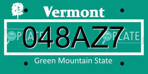 048AZ7 Vermont License Plate
