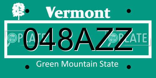 048AZZ Vermont License Plate