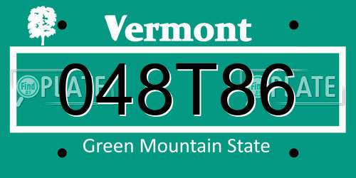 048T86 Vermont License Plate