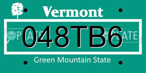 048TB6 Vermont License Plate
