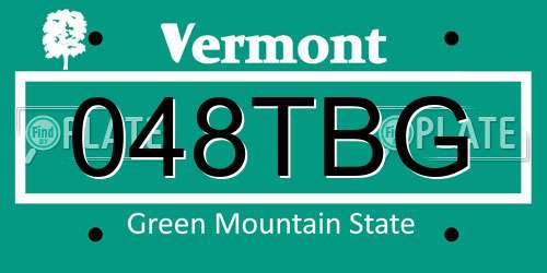 048TBG Vermont License Plate