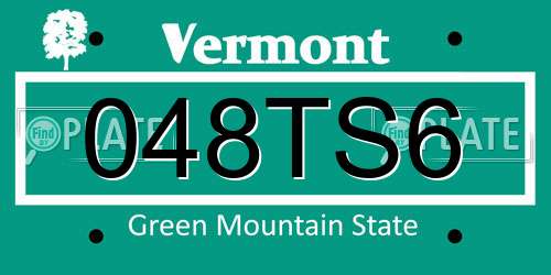 048TS6 Vermont License Plate