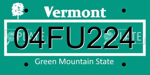 04FU224 Vermont License Plate
