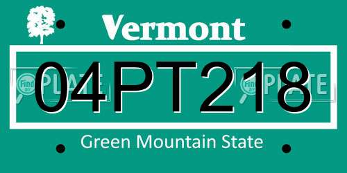 04PT218 Vermont License Plate