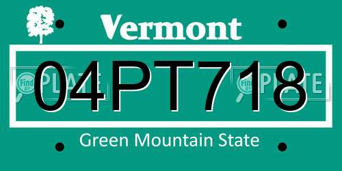 04PT718 Vermont License Plate