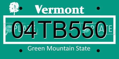 04TB550 Vermont License Plate