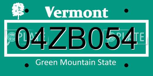 04ZB054 Vermont License Plate