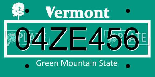 04ZE456 Vermont License Plate