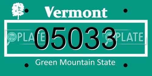 05033 Vermont License Plate