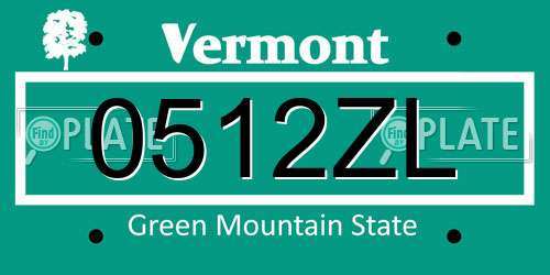 0512ZL Vermont License Plate