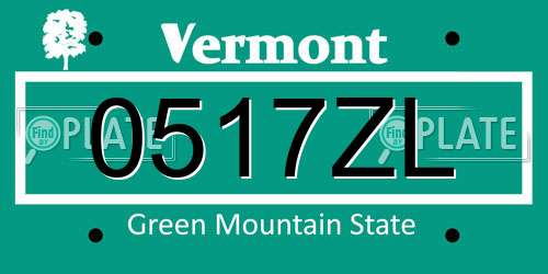 0517ZL Vermont License Plate