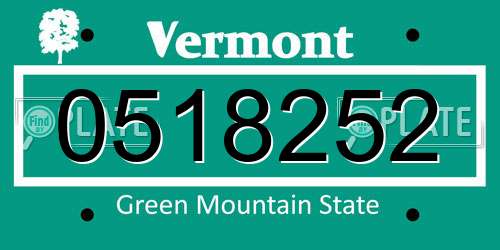 0518252 Vermont License Plate