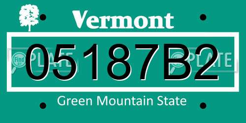 05187B2 Vermont License Plate