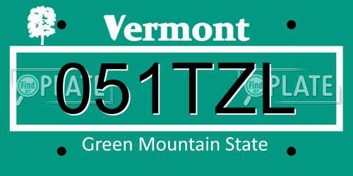 051TZL Vermont License Plate