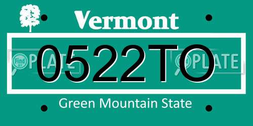 0522TO Vermont License Plate
