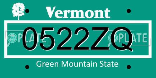 0522ZQ Vermont License Plate