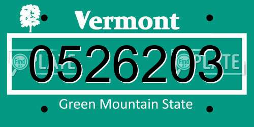 0526203 Vermont License Plate