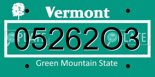 05262O3 Vermont License Plate