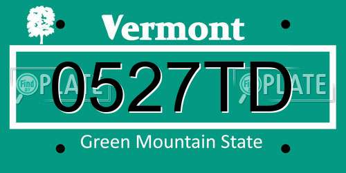 0527TD Vermont License Plate