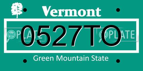0527TO Vermont License Plate