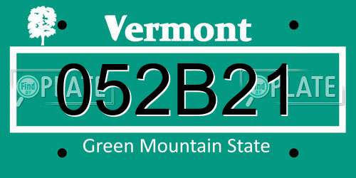 052B21 Vermont License Plate