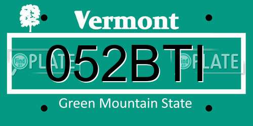 052BTI Vermont License Plate