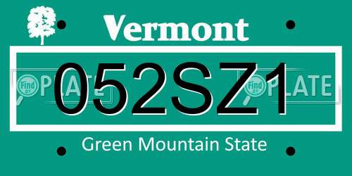 052SZ1 Vermont License Plate
