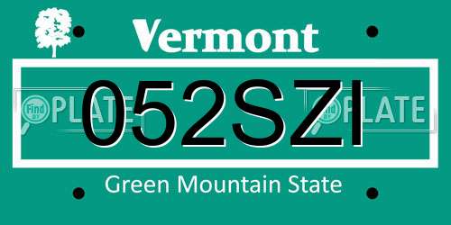 052SZI Vermont License Plate