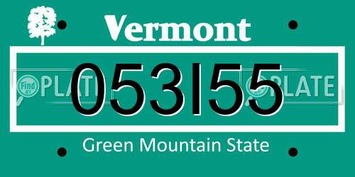 053I55 Vermont License Plate