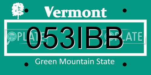 053IBB Vermont License Plate