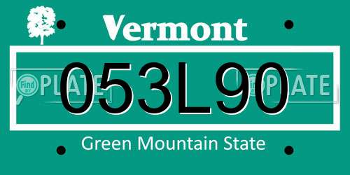053L90 Vermont License Plate