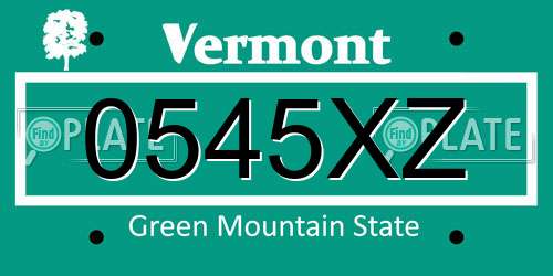 0545XZ Vermont License Plate