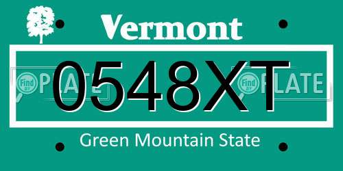 0548XT Vermont License Plate
