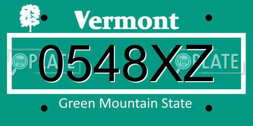 0548XZ Vermont License Plate