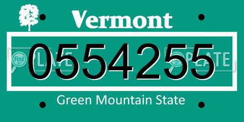 0554255 Vermont License Plate