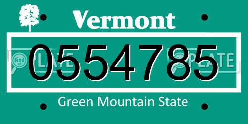 0554785 Vermont License Plate
