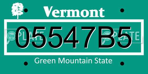 05547B5 Vermont License Plate