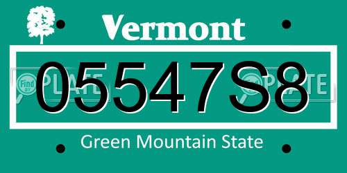 05547S8 Vermont License Plate