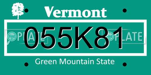 055K81 Vermont License Plate