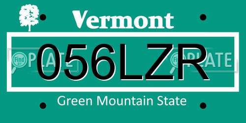056LZR Vermont License Plate