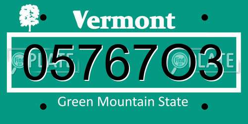 05767O3 Vermont License Plate