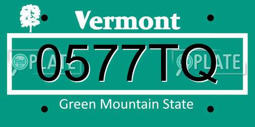 0577TQ Vermont License Plate
